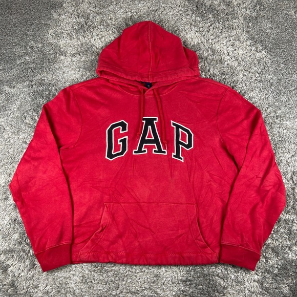 GAP Other - Gap Hoodie Mens Small Red Pullover Logo Fleece Sweatshirt Classic Streetwear Y2k